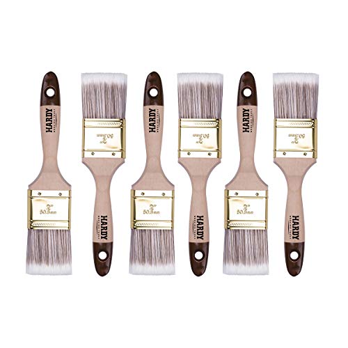 Hardy Working Tools 6 Stk. Flachpinsel-Set 50 mm Serie 45, Synthetik Lasurpinsel, Flachpinsel mit Naturholzgriff,...