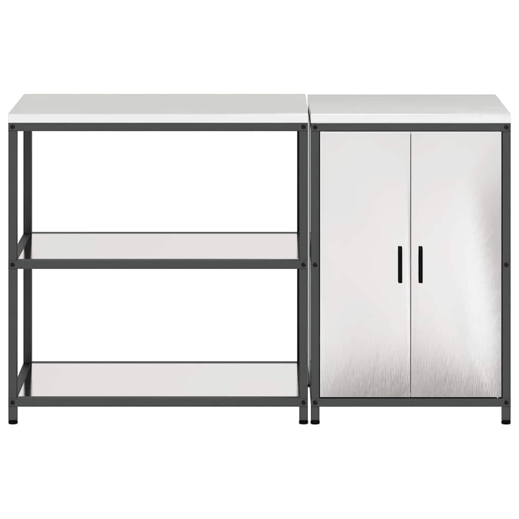 Hattem Lot de 2 armoires de cuisine en acier inoxydable argenté
