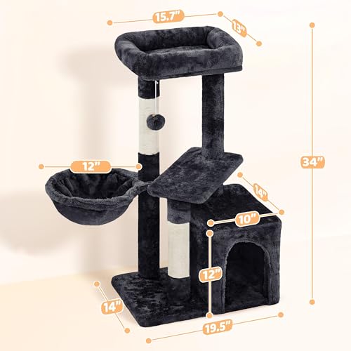 Árbol para Gatos Yaheetech Multi-Niveles 34.5in Negro miniatura 3