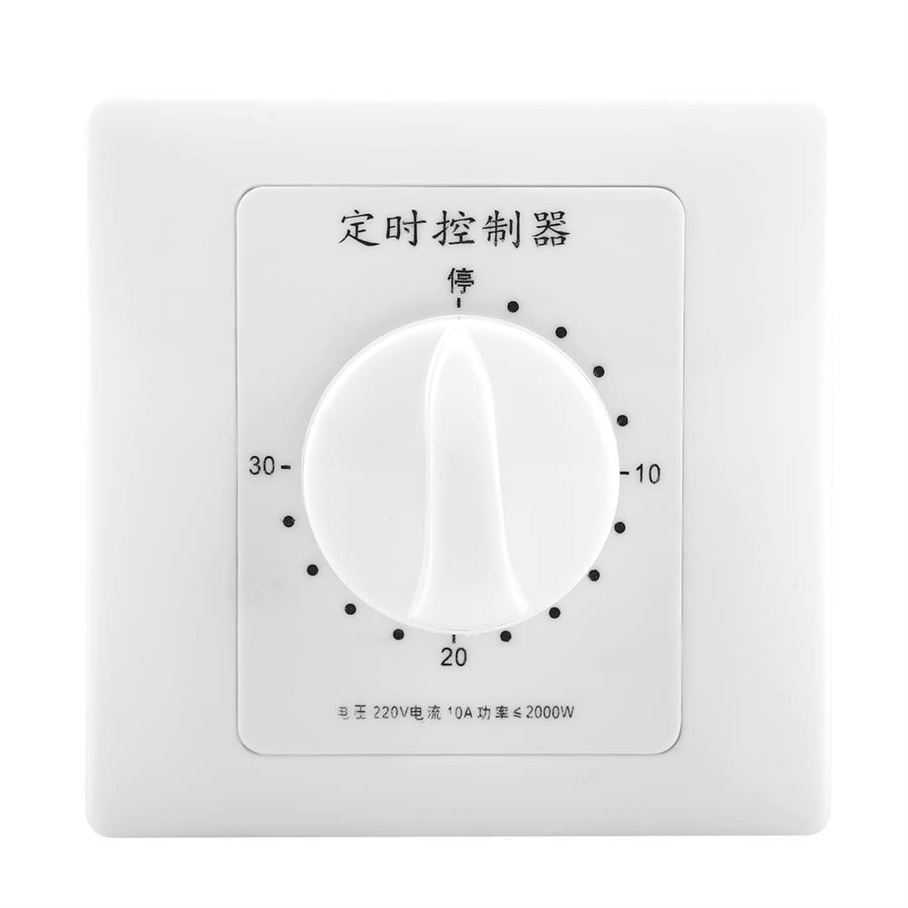 Mechanical Countdown Timer Switch, 220V 30 Minute Control Panel for Fan, Heater, Router, Fish Tank