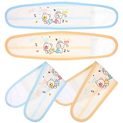 Image of Healifty 4 Pcs Baby Belly Button Band: Double-Layer Cotton Infant Belly Bands, Umbilical Cord Navel Belt for Newborn Baby (Mixed Colors)