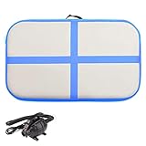 1Mインフレータブル体操マット10cm / 20cmの高さのタンブリングマットエアマット体操タンブルトラック電動エアポンプ付き家庭用/トレーニング/チアリーディング/ヨガ/水遊び,ブルー,100x60x20cm