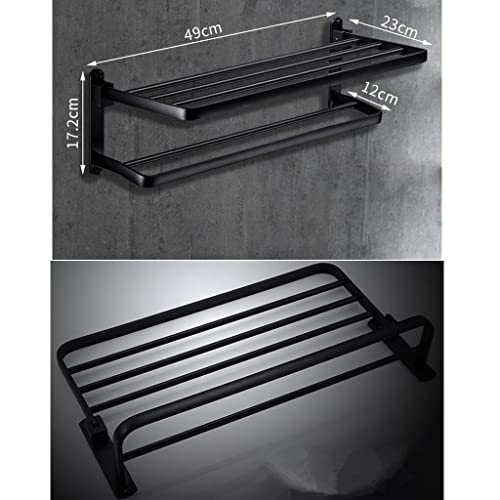 Porte-serviettes de bain fixe pliable en alliage d'aluminium chic - 8