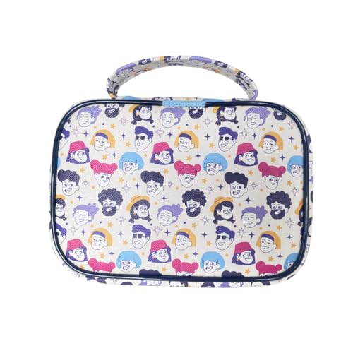 Estojo Escolar Grande modelo 100 Pens, Zíper Interno, Alça e Divisória Central Removível (Diversidade, Lilás)