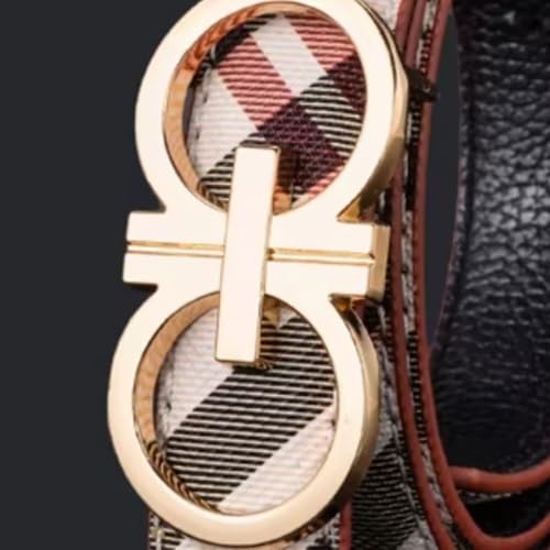 Kid's Stylish Plaid Belt with Gold Buckle – Fashionable Designer-Inspired Waist Belt3