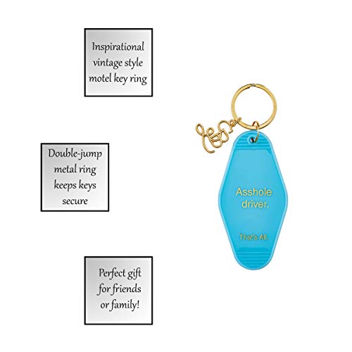 Vintage Style Motel Key Ring for Asshole Drivers, Bright Blue
