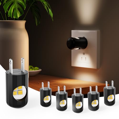 TSEXES 6 Pack LED Night Lights with Dusk to Dawn Sensor, 3000K Soft White, Plug in Wall Night Lights for Kids, Kitchen, Hallway, Bathroom, Bedroom,Non-Dimmable