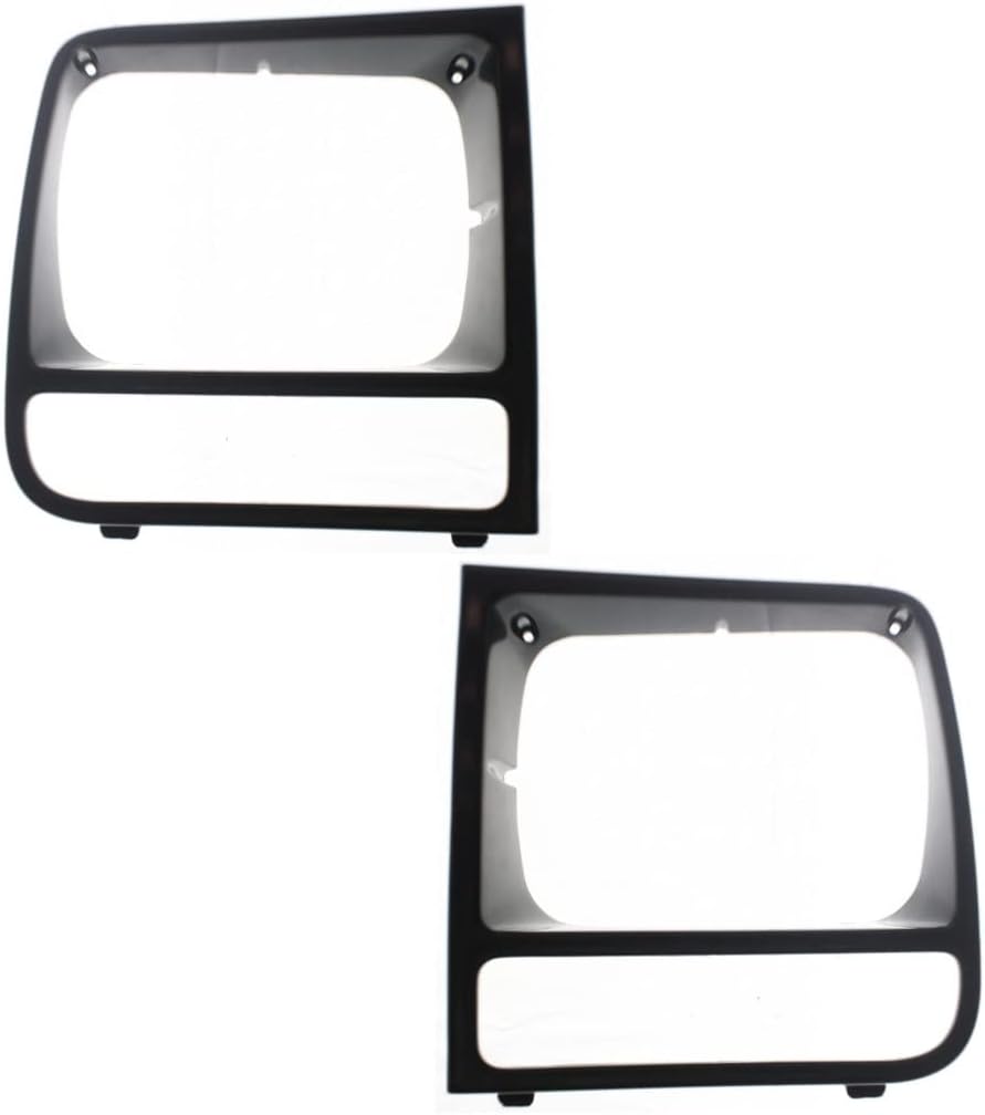 KarParts360 For Jeep Cherokee 1998 1999 2000 2001 Headlight Door Driver and Passenger Side | Pair | Gloss Black | Limited/Classic Models | Replacement For CH2512156, CH2513156 | 5EM73SW1, 5EM72SW1