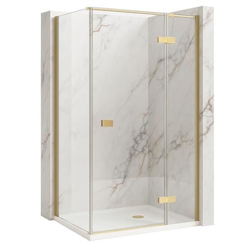 Rea Cabina Doccia Atlas 90x80cm (porta x parete) Destra Oro Spazzolato