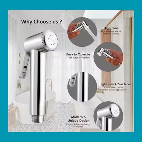 Image of SPARROW High Pressure ABS Toilet Jet Spray Set for Bathroom | Chrome Finish Handheld Health Faucet Set | Multipurpose Bidet Sprayer for Toilet, Basin, Pet Cleaning & Personal Hygiene