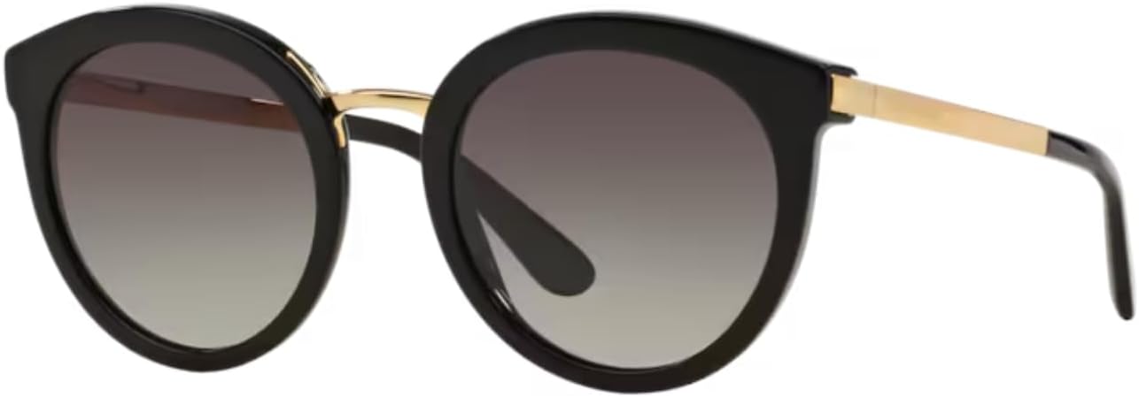 Dolce&Gabbana DG4268 501/8G 52MM Black/Grey Gradient Round Sunglasses for Women+Bundle with Accessory Eyewear Kit