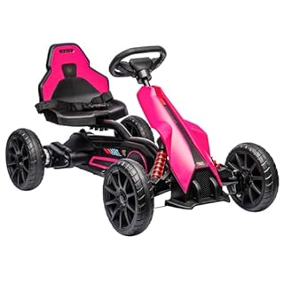 HOMCOM Electric Go Kart for Kids, 12V Battery Powered Drift Kart with Dual Speed, Forward and Reverse, Safety Belt for Boys and Girls, Ages 3-8 Years, Pink