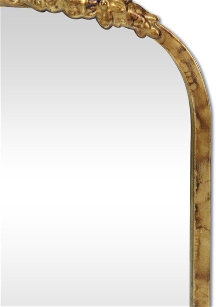 Pemberly Row Modern Victorian Gold Accent Mirror, Wall Mounted Metal Frame with Hanging Hook, 9.75 in, Gold Finish, Handmade Decorative Mirror for Bedroom or Living Room