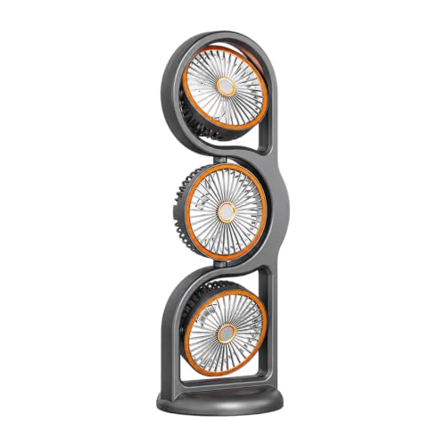 Fentency Portable Desk Tower Fan with Three Head, Grey