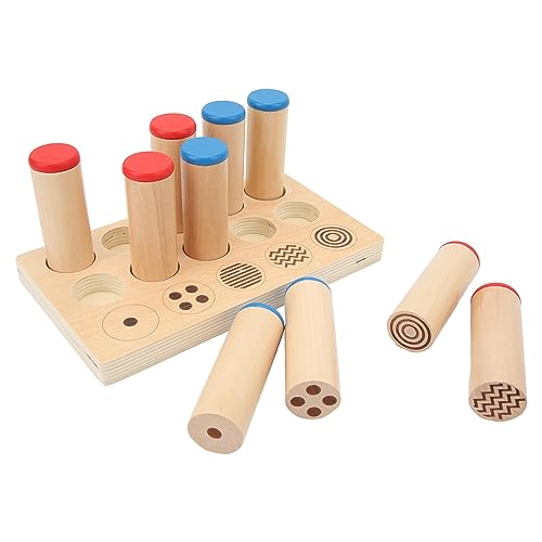 OEBUAFI Kids Wooden Sound Boxes Toy, 5 Patterns Sound Training Set, Educational Cylinders for Brain Development, 10 Wood Sticks, Ideal for Early Childhood Education