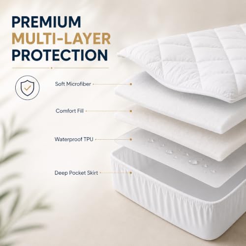 Waterproof Mattress Protector King Size, Quilted Fitted Mattress Cover with Stretchable 18 Inch Deep Pocket, Breathable, Noiseless & Machine Washable by Qatan - Used condition - Image 6