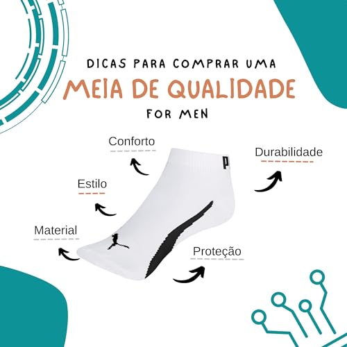 Kit 9 Pares Meias Sapatilha Puma Masculino Adulto | 1 Cinza - 1 Preto - 7 Branco | 39-43