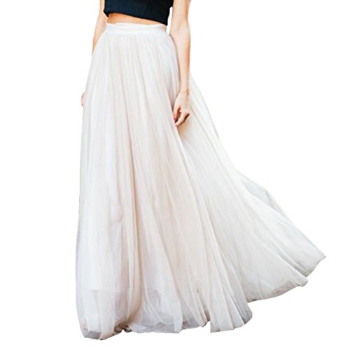 WDPL Women's Maxi Summer Chiffon Retro Solid Beach Skirt Bridal Wedding Skirt