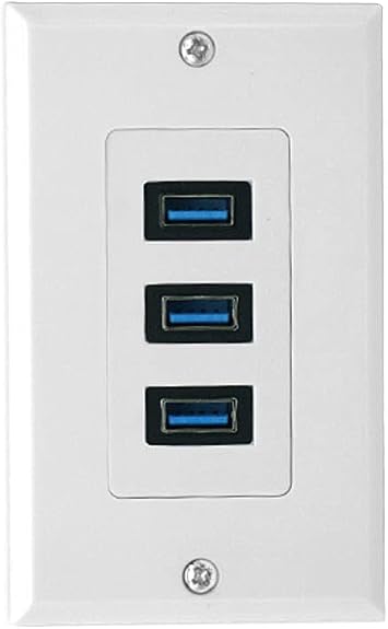 4.2A USB 3.0 Wall Plate, Halokny 3 Port USB3.0 Female Component Composite Wall Data Transmission and Charger Outlet Mount Socket Face Plate Panel Cover 3 USB 3.0