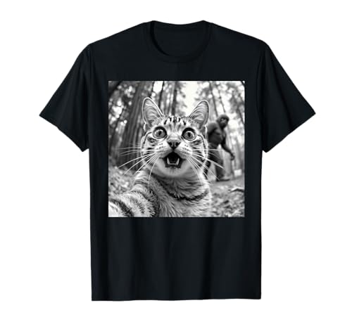 Funny Cat Selfie/w Bigfoot, Gráfico de Cat-Sasquatch Camiseta
