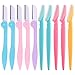 FEPITO 10 Pièces Rasoirs à Sourcils Rasoir Visage pour Femmes et Hommes Visage Détachants De Cheveux, 5 Pièces Masques pour Sourcils Pliables et 5 Pièces Rasoirs pour Sourcils Pliables