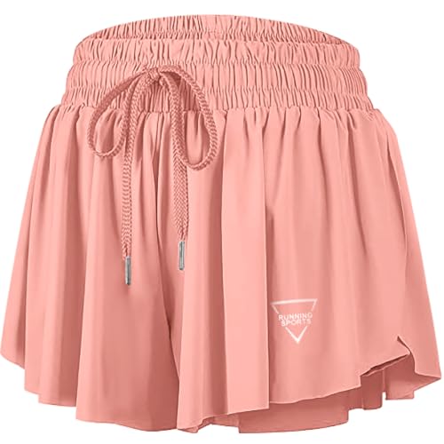 Image of JoyGirl Womens Flowy Running Shorts 2 in 1 Gym Shorts (Pink,S)
