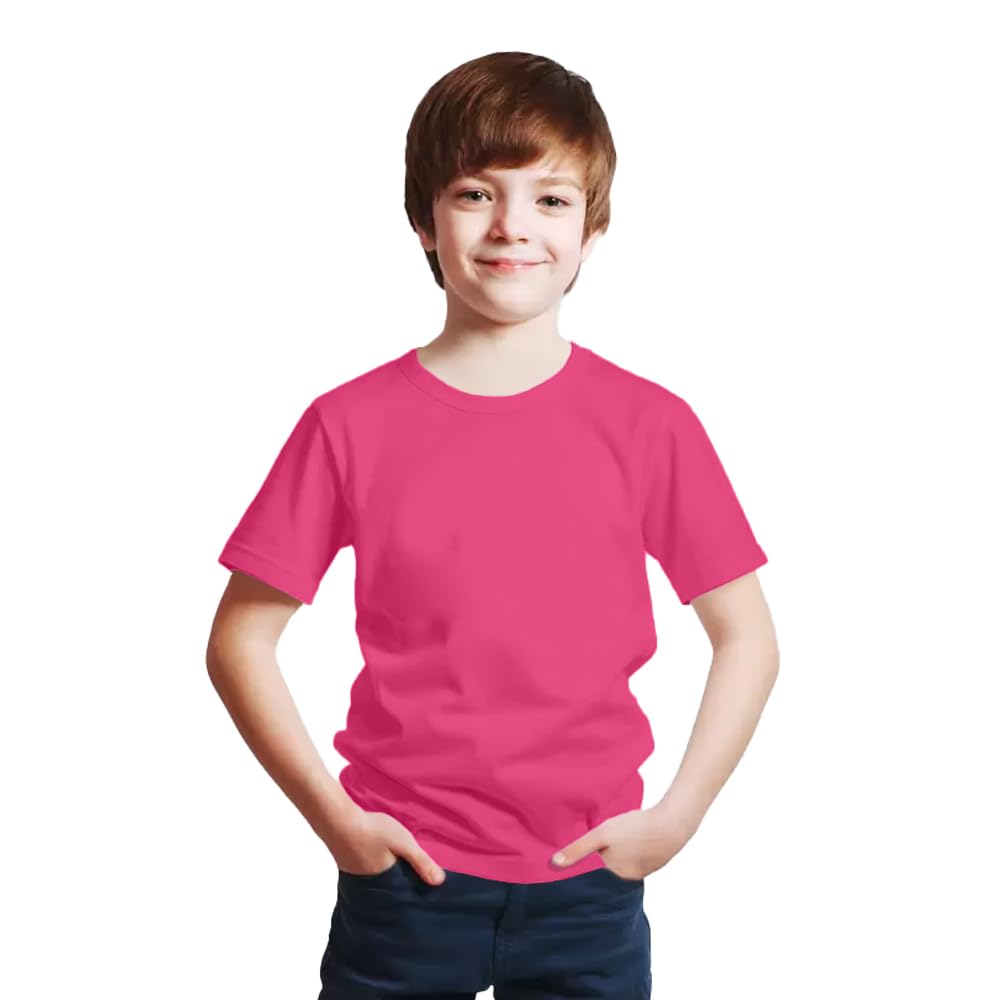 NetSetUKKids Short Sleeve Crew Neck T Shirts Unisex Classic Fit Plain Cotton Rich Top UK (3 to 15 Years)