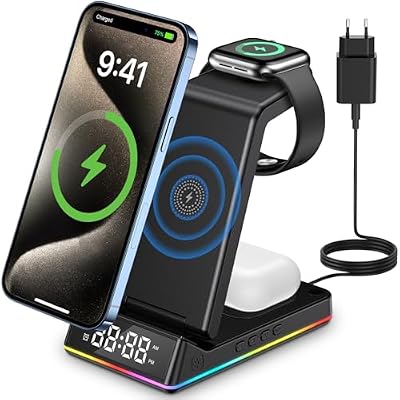 Cargador Inalámbrico 5 en 1, Estación de Carga Plegable con Reloj LED, Base de Carga para Móvil, Reloj Inteligente y Auriculares, Cargador sin Cable con Adaptador | Ya disponible en tu tienda friki favorita! En mundofriki.es! Cargador Inalámbrico 5 en 1, Estación de Carga Plegable con Reloj LED, Base de Carga para Móvil, Reloj Inteligente y Auriculares, Cargador sin Cable con Adaptador | Ya disponible en tu tienda friki favorita! En mundofriki.es!