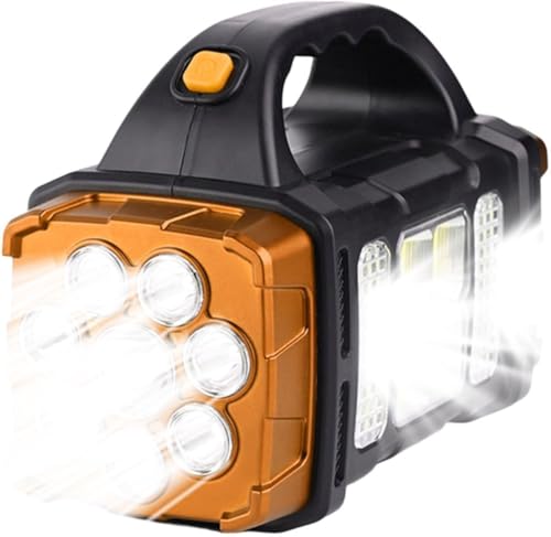 Image of Care 4 Multifunction Solar Waterproof Flashlight with USB Charging,8 Bulb LED & COB Torch (Gold, 21 cm, Rechargeable)
