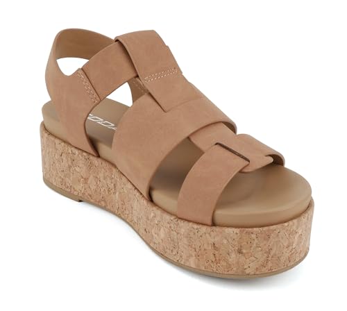 Image of Soda inchAmenda inch ~ Women Round Toe Fisherman Platform Low Heel Wedge Sandal with Adjustable Ankle Strap