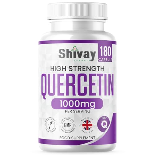 Pure Quercetin (Sophora Japonica) Supplement |1000mg Per Serving | 180 Vegan Capsules - 3 Month Supply | Natural Antioxidant | Made in The UK by Shivay Herbals