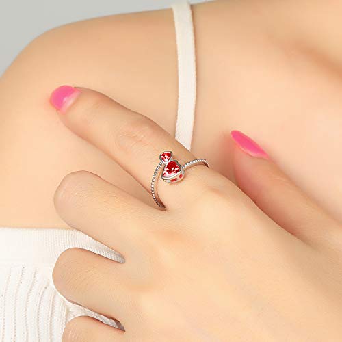 Step Forward Sterling Silver January Birthstone Ring For Women - Adjustable Ruby Heart Ring Toe Rings For Daughter Young Lady thumb #5