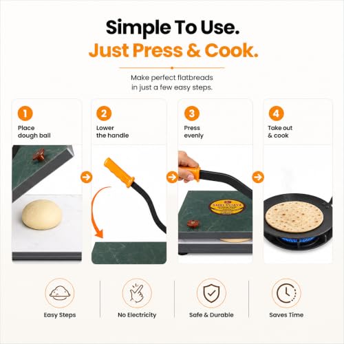 Image of Shri Vijaya Wooden Chapati Press Machine Roti Puri Maker for Easy Flatbreads Heavy Duty Wood Press with Strong Handle Manual Roti Khakra Papad Maker Durable Kitchen Tool for Home Use (Emerald)