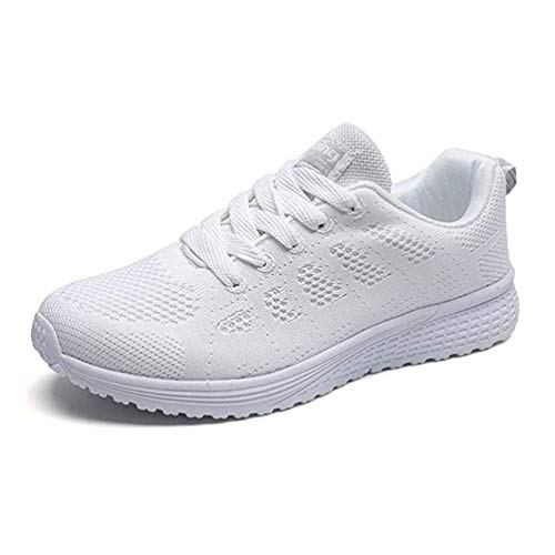 WYSBAOSHU Women's Running Shoes Casual Lace Up Lightweight Sneakers White 4 M US Women