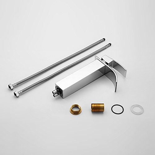 Sprinkle Single Handle Waterfall Bathroom Vanity Sink Faucet With Extra Large Rectangular Spout Bathtub Faucets Sink Faucet Easy Install Works And Looks Amazing