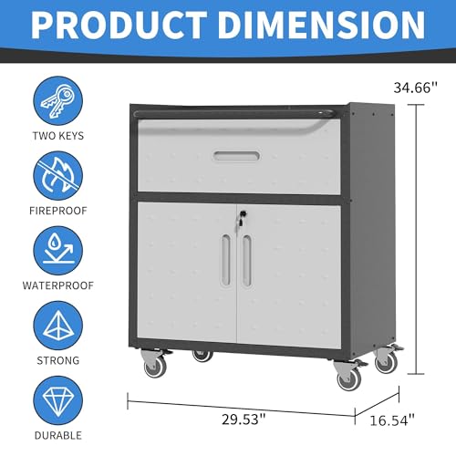 Image of Metal Storage Cabinet for Garage, Tool Cabinet, Utility Cabinet