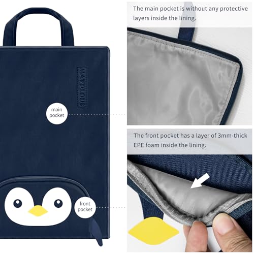 A4 Document Bag Portable File Organiser Bag Zip Portfolio Folder File Wallet with Handle File Carrying Case Large Document Holder Bag for Office School Business Travel Conference 37x27cm (Penguin) - Image 4