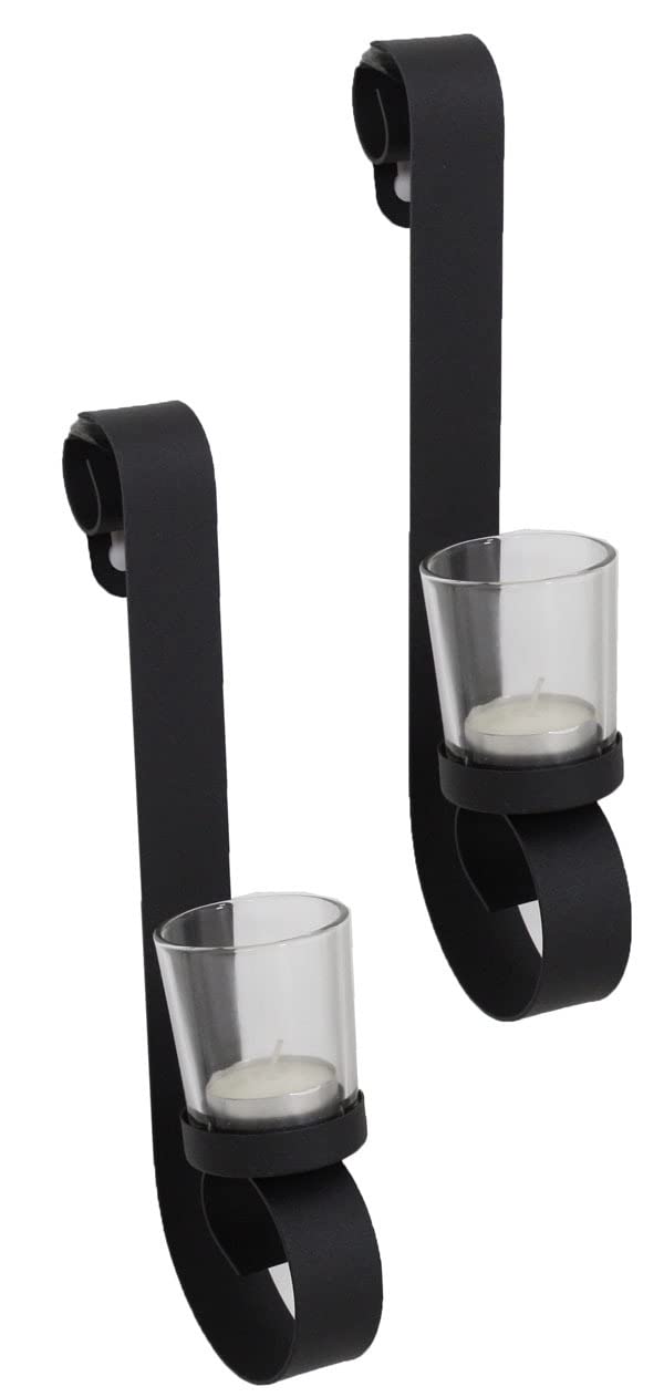 Novaliv 6X Wandkerzenhalter aus Metall mit Glas 9 x 5,5 x 28 cm Schwarz Kerzenhalter Teelichterhalter Wohnzimmer Dekoration Wanddeko Kerzen Vintage Deko Teelicht Wandhalter