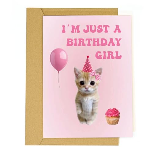 tiangqiwoole Cute Cat Birthday Card for Women – Funny Birthday Card for Her, Best Friend, Sister,...