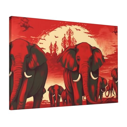 Impression HD d'éléphants rouges sur toile premium LPSRTWE salon