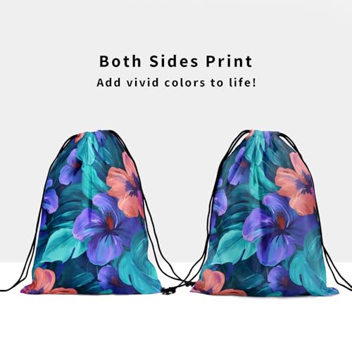 Tropical Floral Printed Grip Bags Hibiscus Gymnast Drawstring Bag Adjustable Athlete String Bag for Grips3
