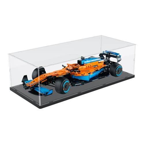 Image of Choowin Acrylic Display Case for Lego Ferrari F1 for Lego Red Bull F1 for Lego Mercedes F1 for Lego McLaren F1 Car Display Thickened Clear Display Cases for Collectibles Assemble Dustproof(Black Base)