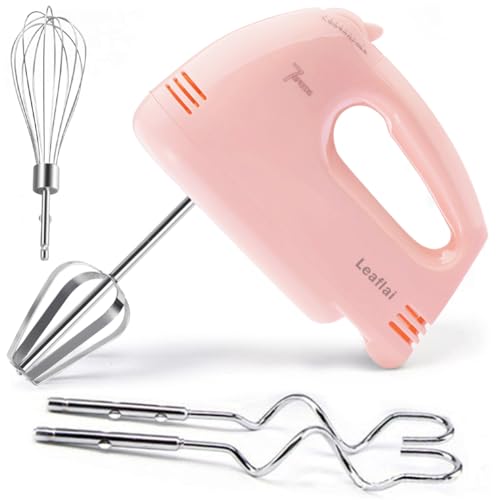 Leaflai Batidora Eléctrica de Mano, 7 Velocidades, 300W, Rosa