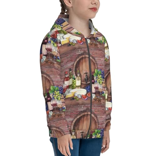 Bottle Glass Red Wine Kid Hoodies Boys Zip Up Sweatshirts Girls Pullover with Pocket4