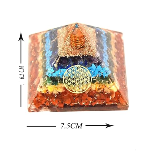 Image of 7-Chakra Pyramid | 2-Inch | Chakra Balancing Pyramid for Meditation, Energy Healing, and Spiritual Practices | Handcrafted with Genuine Gemstones