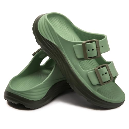 Image of FUNKYMONKEY Plantar Fasciitis Recovery Sandals for Women with Arch Support | Adjustable Double Buckle, Lightweight EVA, Cushioned Footbed, Non-Slip, Indoor Outdoor Use, Summer Beach House Shoes
