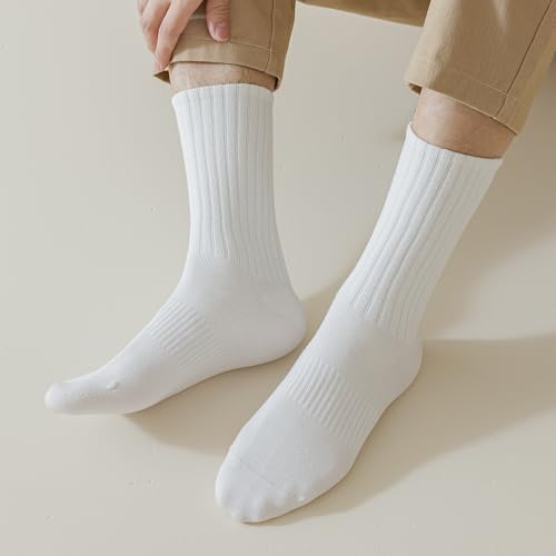 Men’s Women’s Socks Thin Crew Socks Size US 6-11 White Grey (6 Pairs)4