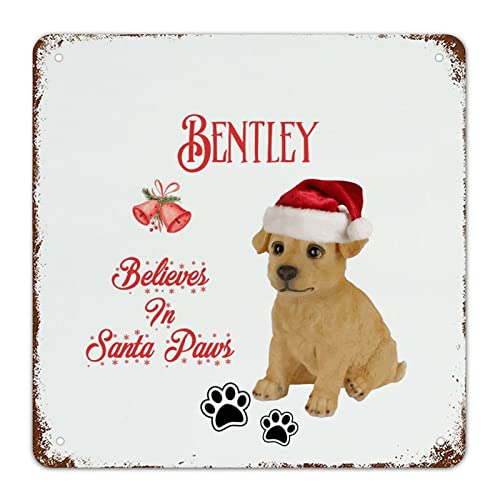 Panneau rottweiler de Noël en aluminium déco rustique 38cm