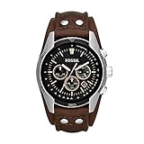 Fossil Men's Coachman Quartz Stainless Steel and Leather Chronograph Watch, Color: Silver, Brown (Model: CH2891)