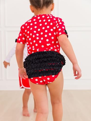 RuffleButts Girls UPF50+ Sun Protected Short Sleeve Rash Guard Bikini3